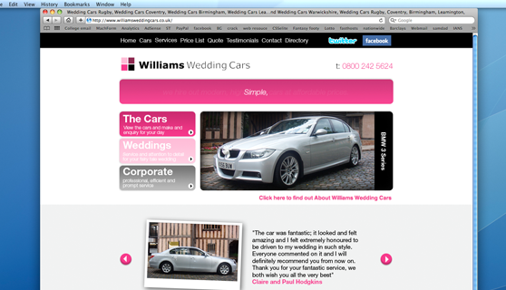 Williams Wedding Cars Website